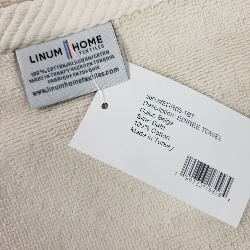 Linum Home 3 Pc Bath Towel Set Beige Turkish Cotton May Embellished